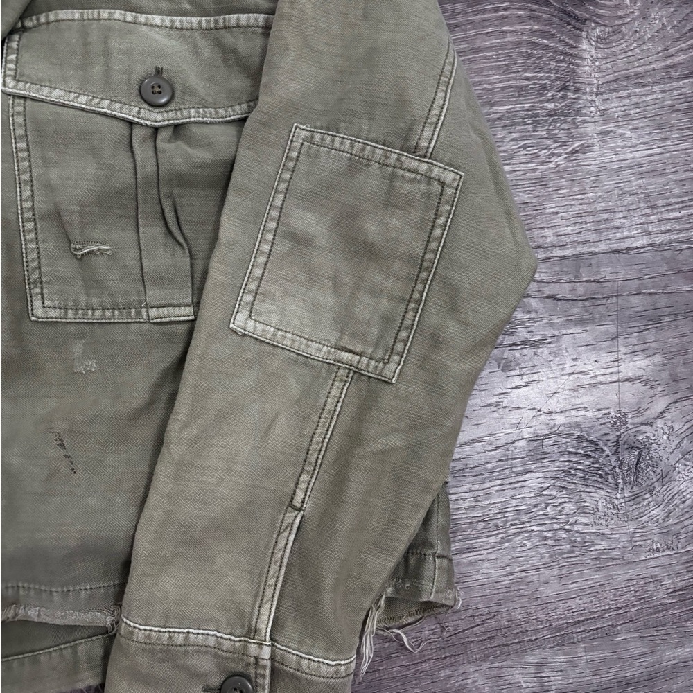 American Eagle Military Green Lightweight Crop Jacket Size Large - Picture 7 of 9